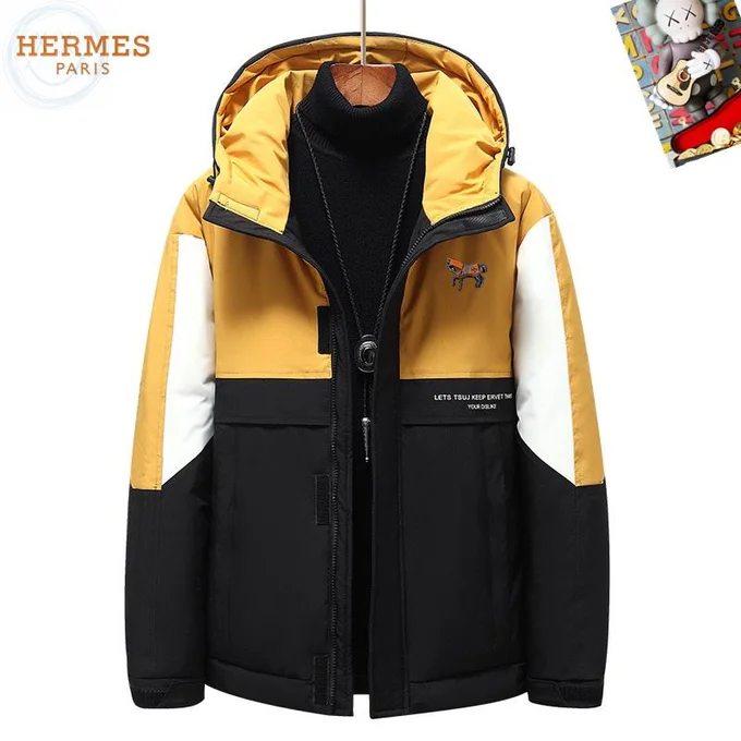 Hermes Down Jacket Luxury Men's Puffer Warm Sizes M-3XL