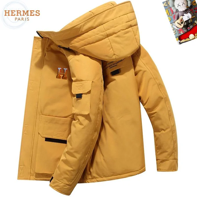Hermes Down Jacket Luxury Men's Puffer Warm Sizes M-3XL